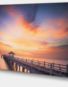 Infinite Wooden Bridge under Clouds - Sea Bridge Canvas Wall Artwork