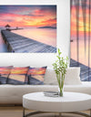 Stylish Wooden Bridge and Beach Sky - Sea Pier Wall Art Canvas Print