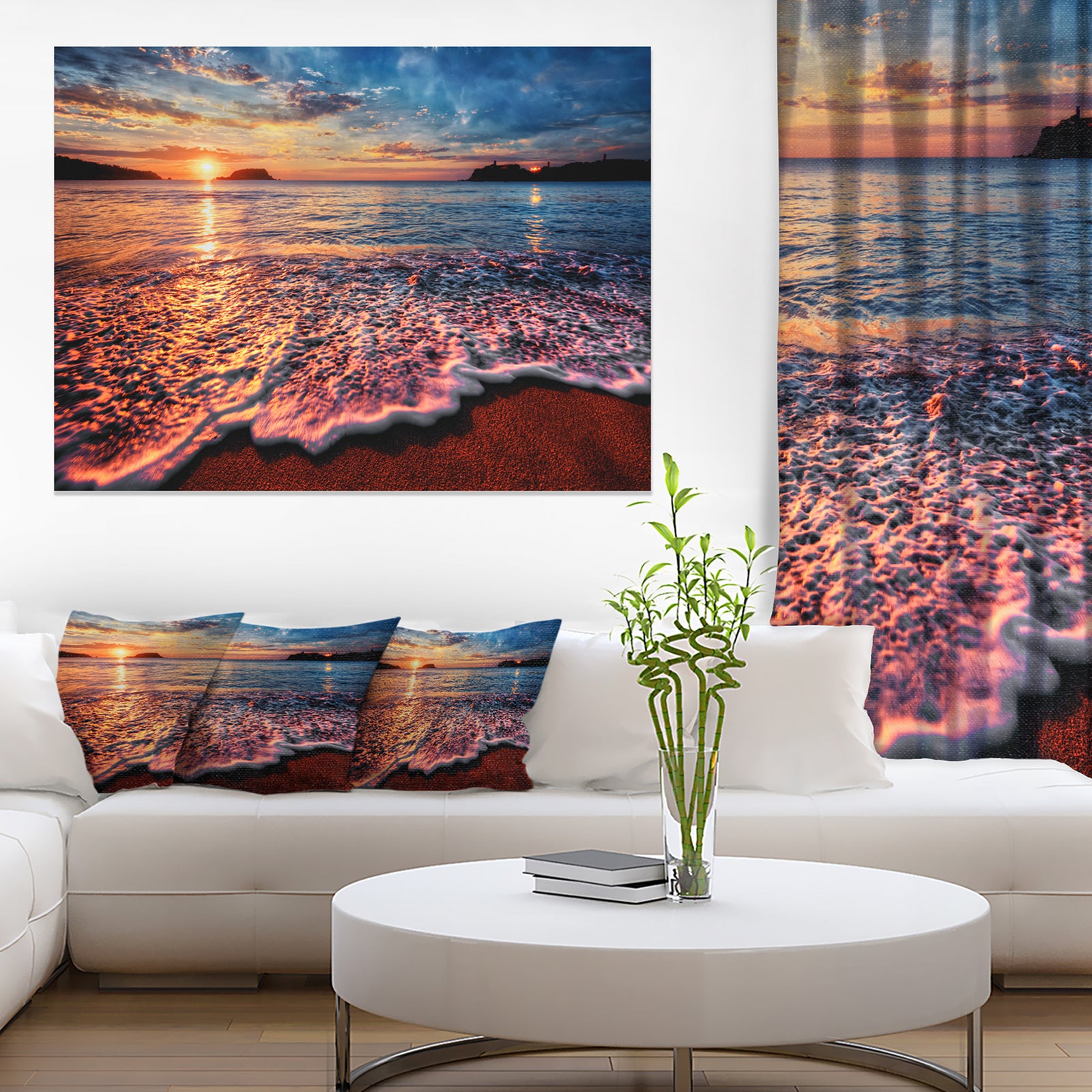 Peaceful Evening Beach View - Seascape Canvas Art Print