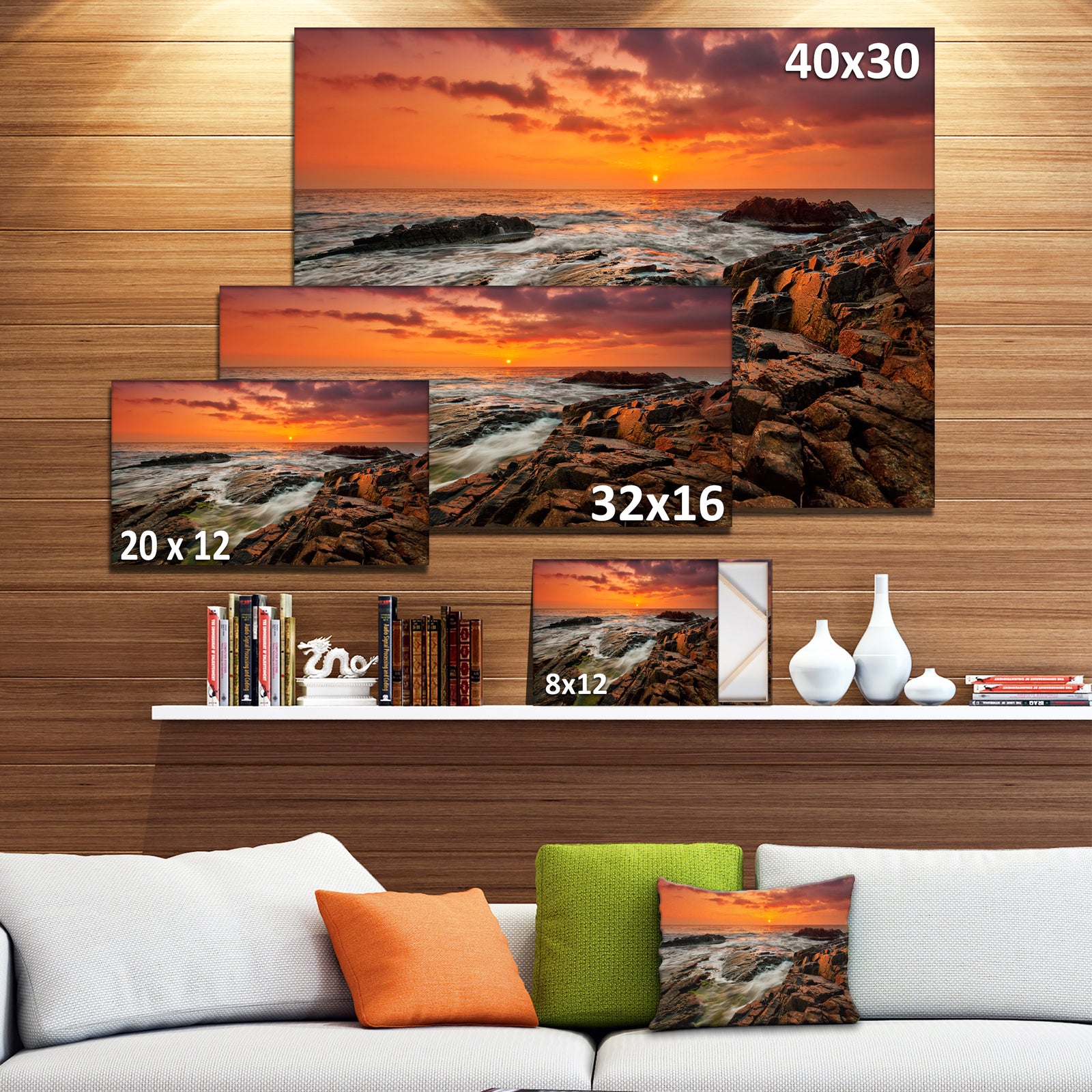 Stormy Waves Rushing Into Rocks - Beach Canvas Wall Art
