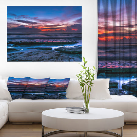 Exotic Dark Blue Coquina Dawn - Beach Canvas Wall Art