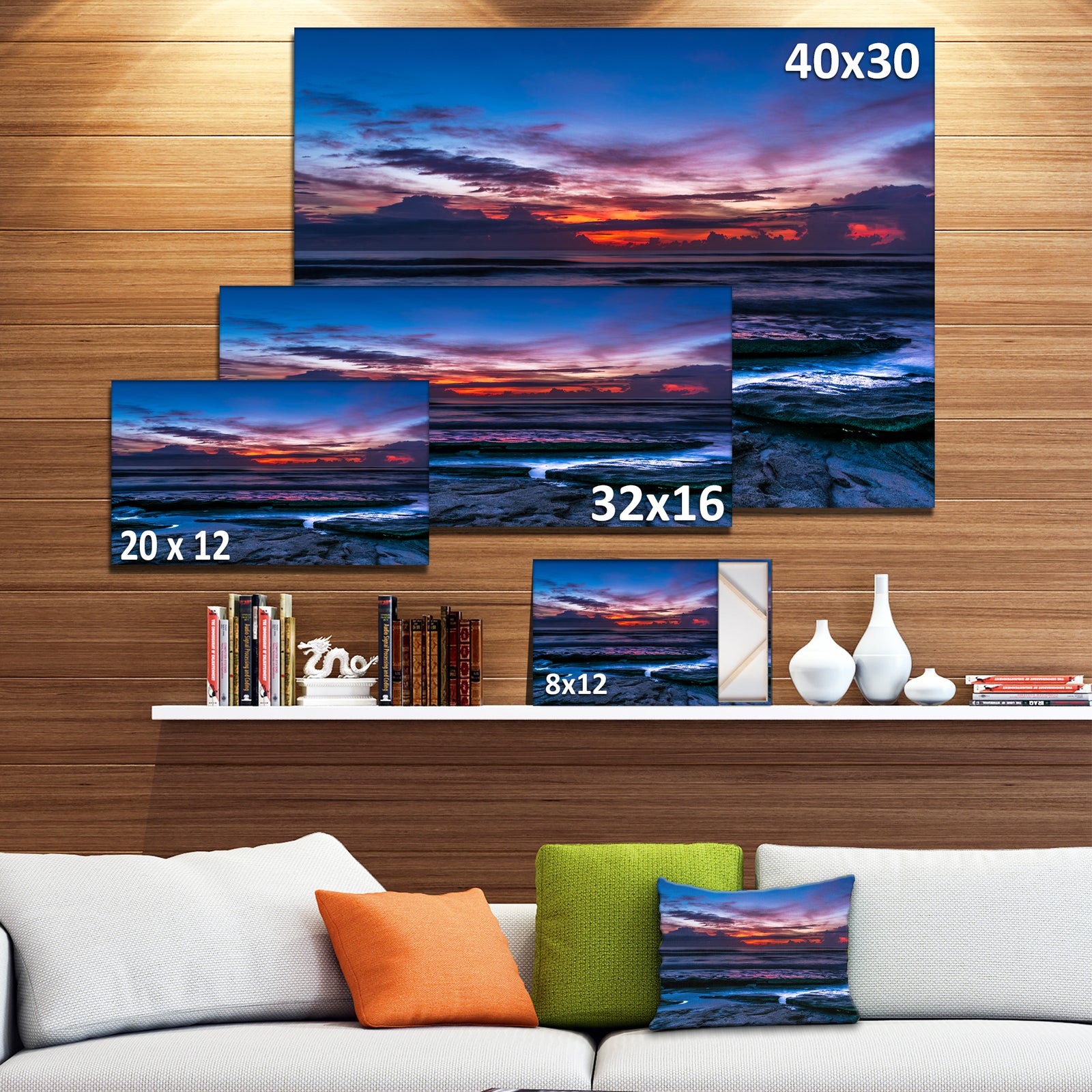 Exotic Dark Blue Coquina Dawn - Beach Canvas Wall Art