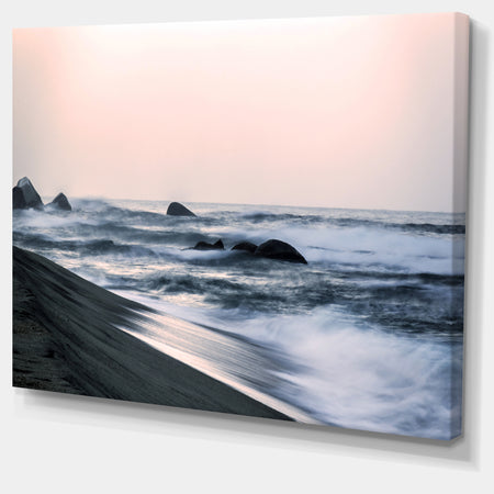 Wonderful Long Exposure Sea Waves - Beach Canvas Wall Art