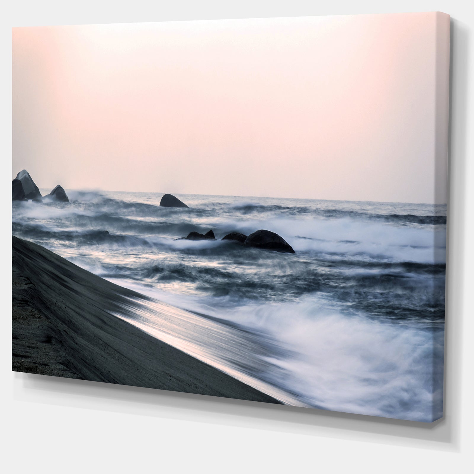 Wonderful Long Exposure Sea Waves - Beach Canvas Wall Art