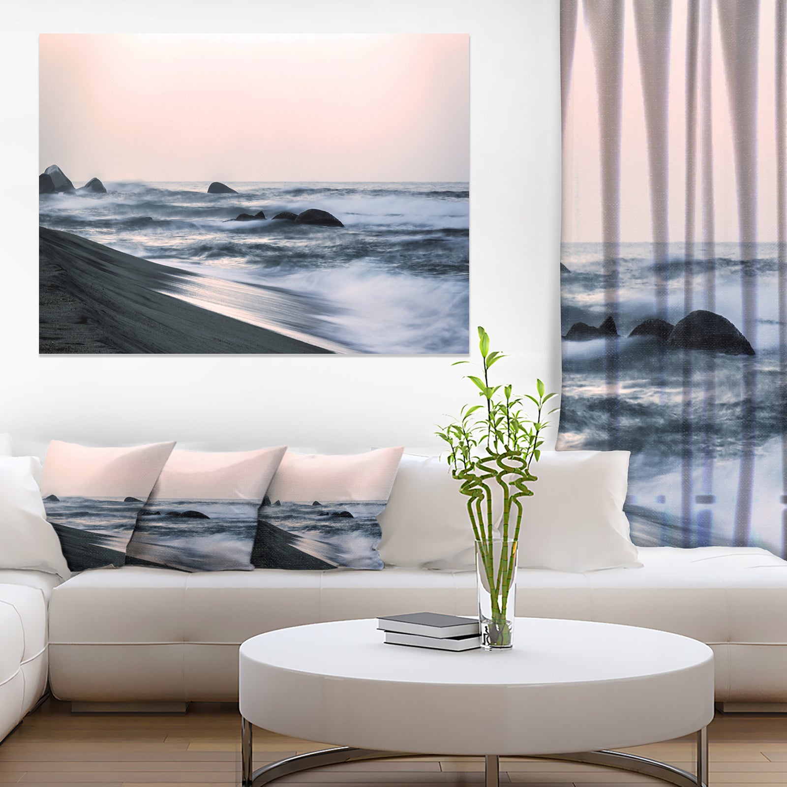 Wonderful Long Exposure Sea Waves - Beach Canvas Wall Art