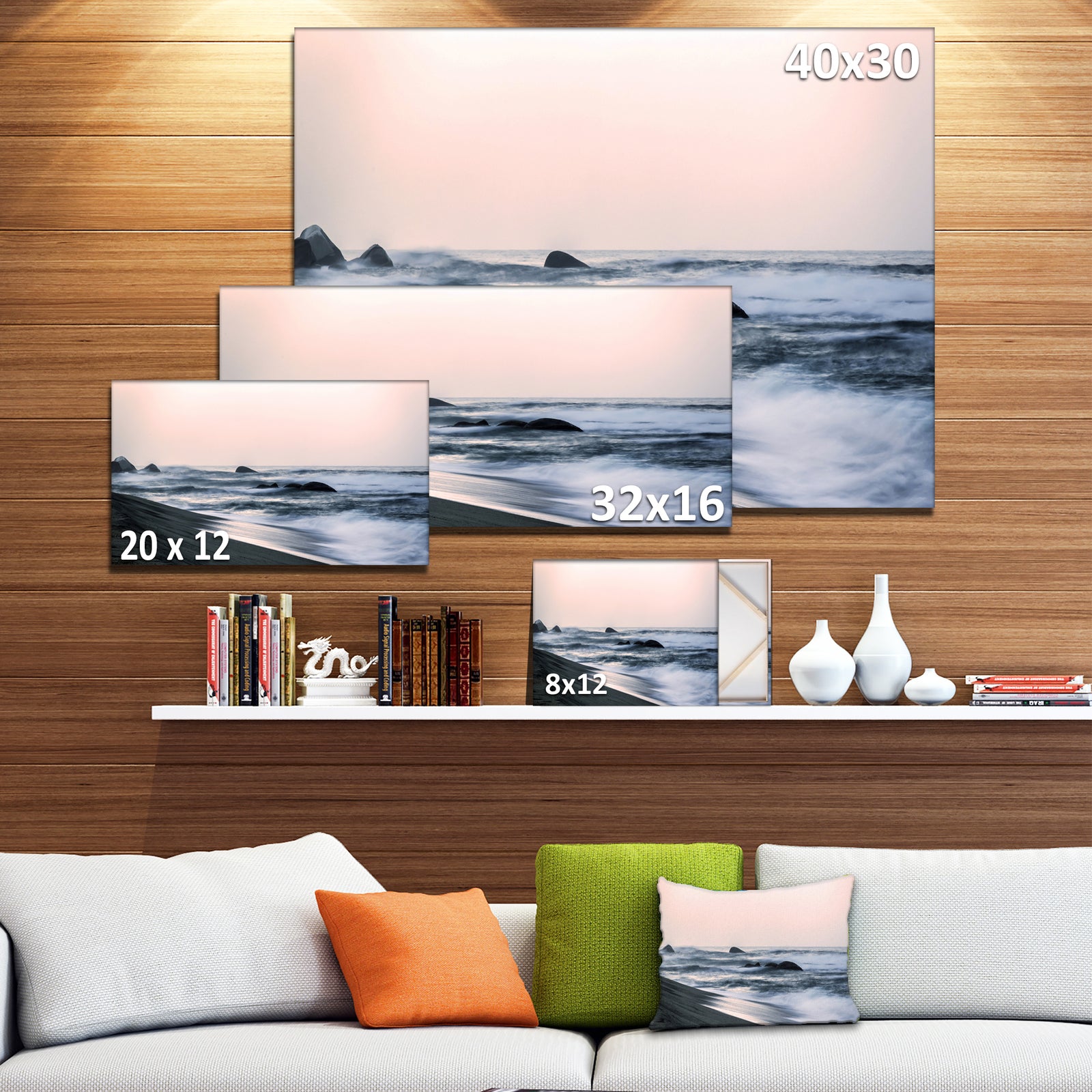 Wonderful Long Exposure Sea Waves - Beach Canvas Wall Art
