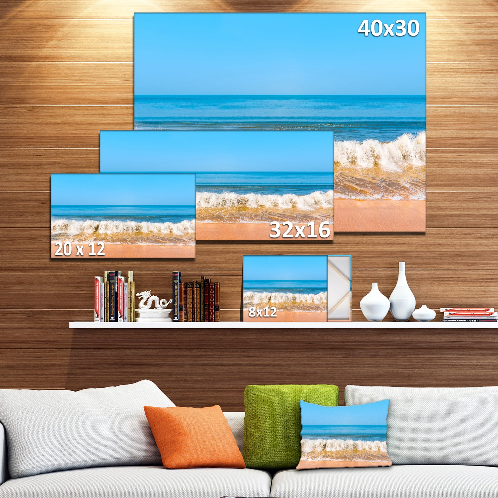 Beautiful Blue Sea and Roaring Waves - Beach Canvas Wall Art