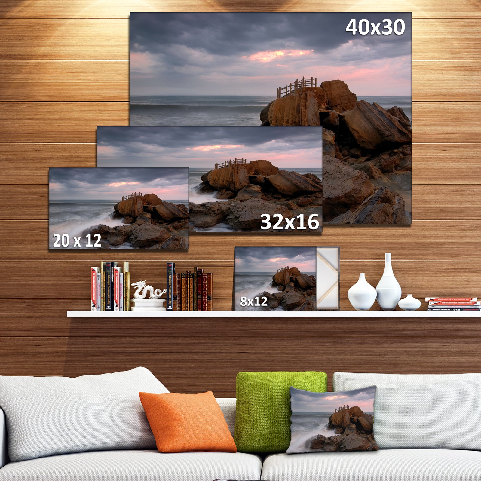 The Fantasy Island with Large Rocks - Contemporary Seascape Art Canvas