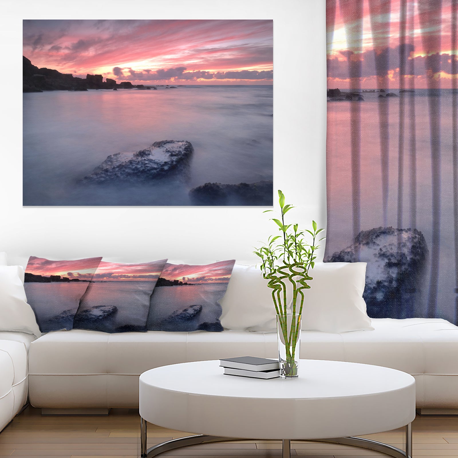Rocks Dark Samarra Seashore Sintra - Contemporary Seascape Art Canvas