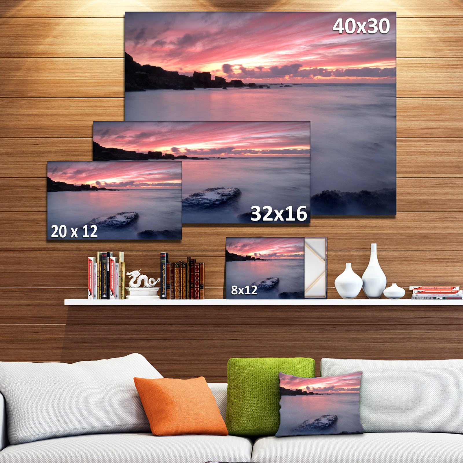Rocks Dark Samarra Seashore Sintra - Contemporary Seascape Art Canvas