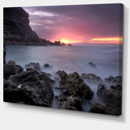 Sunset at Samarra Seashore Sintra - Contemporary Seascape Art Canvas