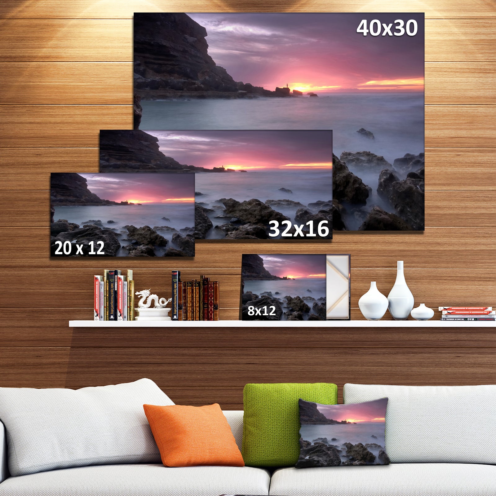 Sunset at Samarra Seashore Sintra - Contemporary Seascape Art Canvas