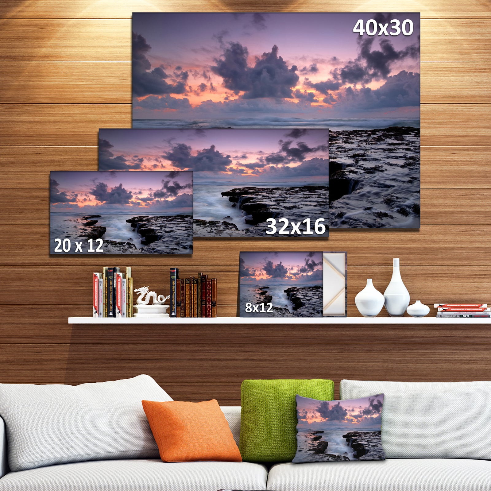 Dinosaur Footprint Magoito Beach - Contemporary Seascape Art Canvas