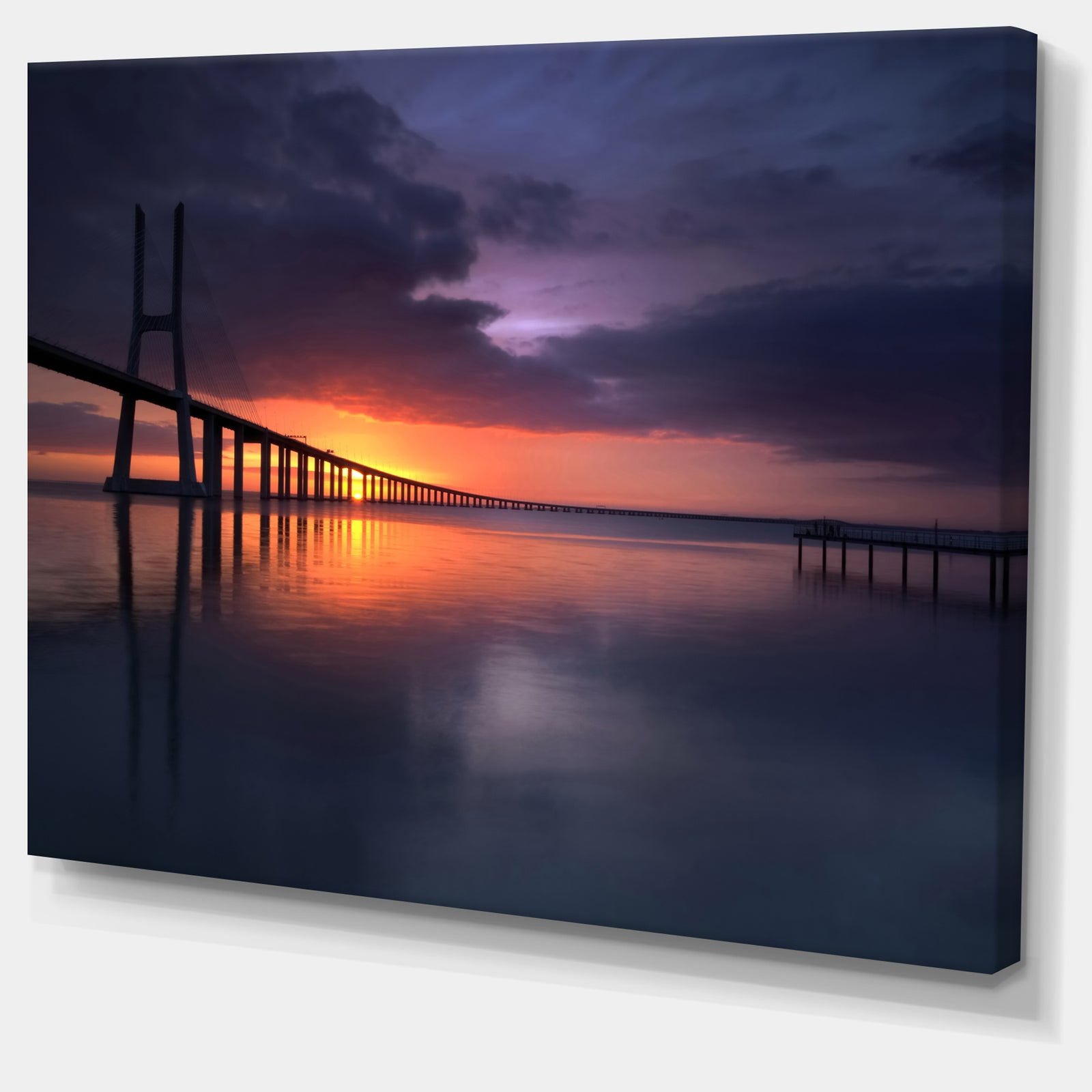 Vasco Da Gama Bridge Portugal - Sea Pier and Bridge Wall Art Canvas