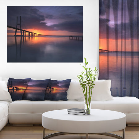 Vasco Da Gama Bridge Portugal - Sea Pier and Bridge Wall Art Canvas