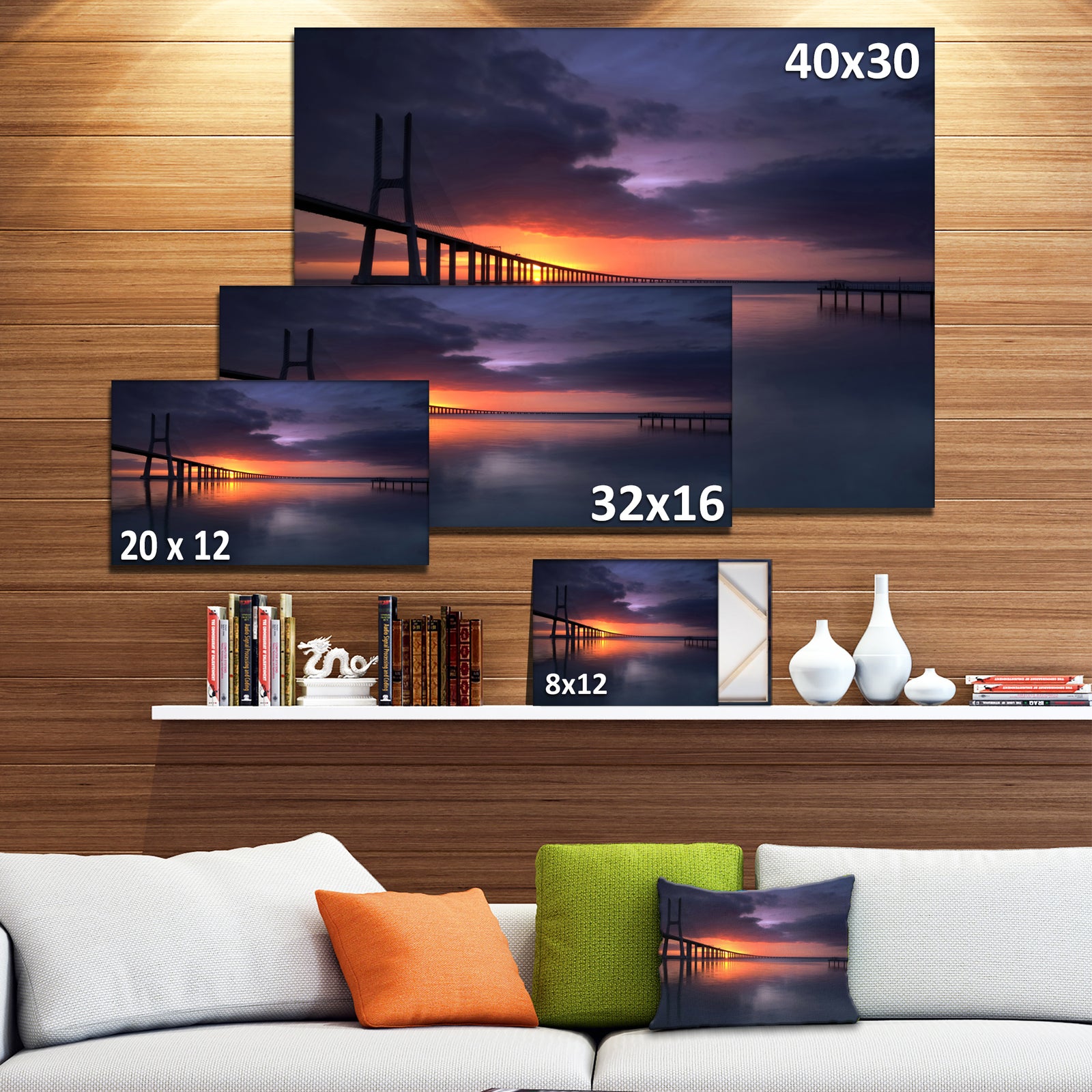 Vasco Da Gama Bridge Portugal - Sea Pier and Bridge Wall Art Canvas
