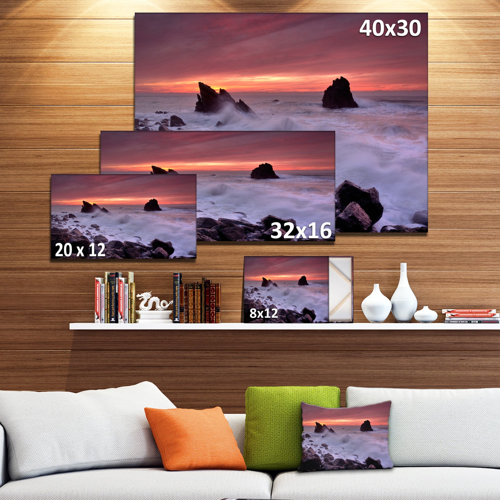 Force of Sea Hitting Rocky Coast - Contemporary Seascape Art Canvas