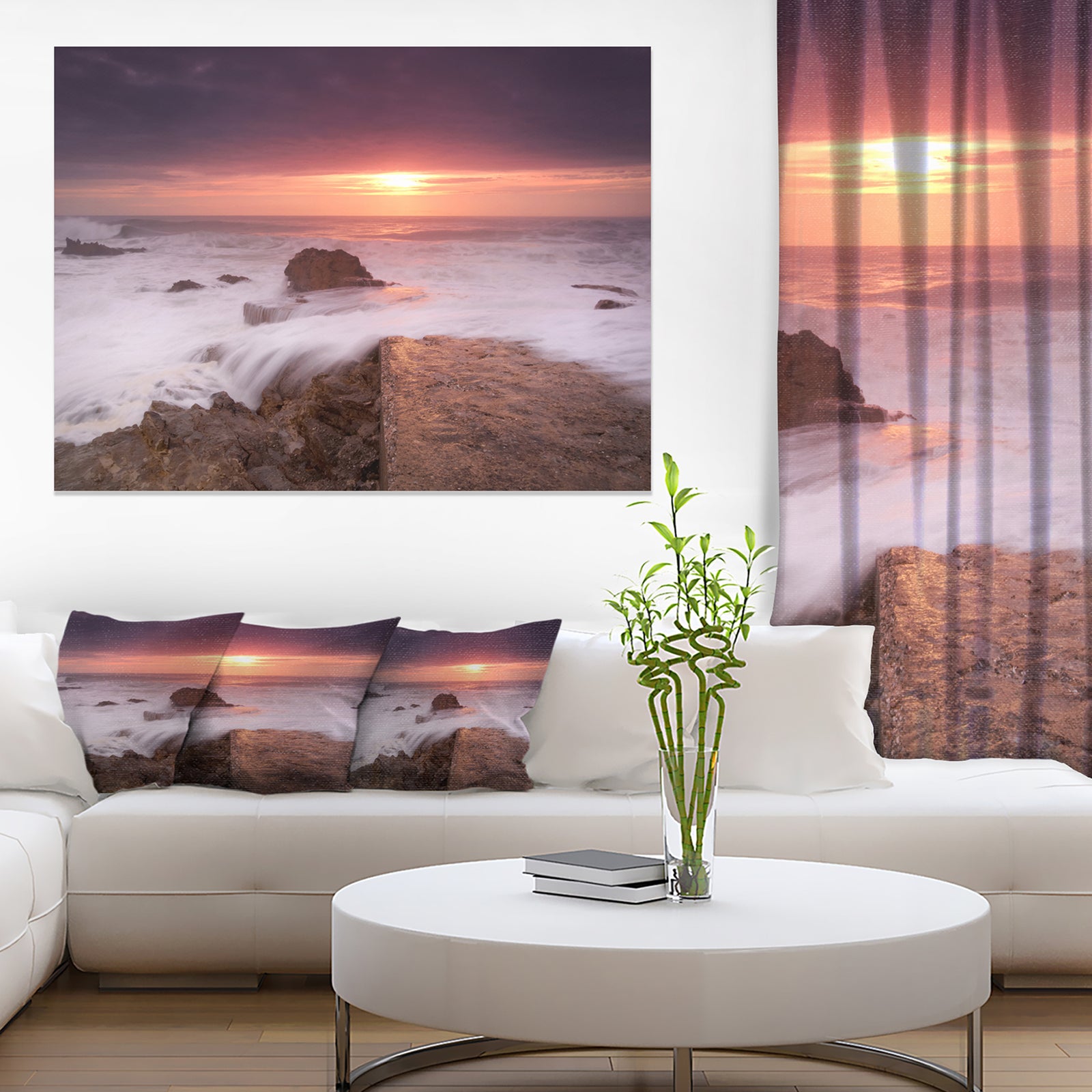 Flowing Waves at Cable Shallow Coast - Contemporary Seascape Art Canvas