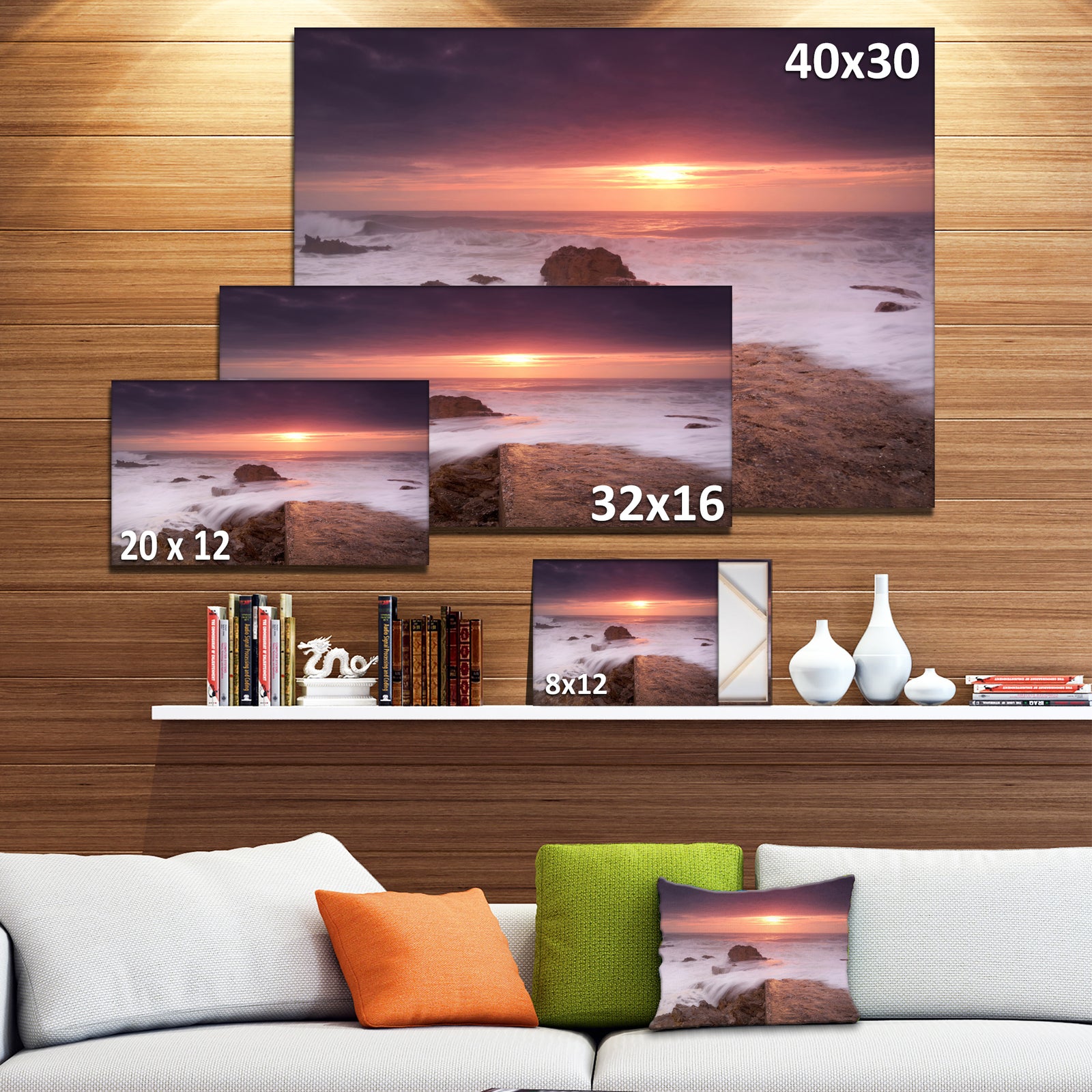 Flowing Waves at Cable Shallow Coast - Contemporary Seascape Art Canvas
