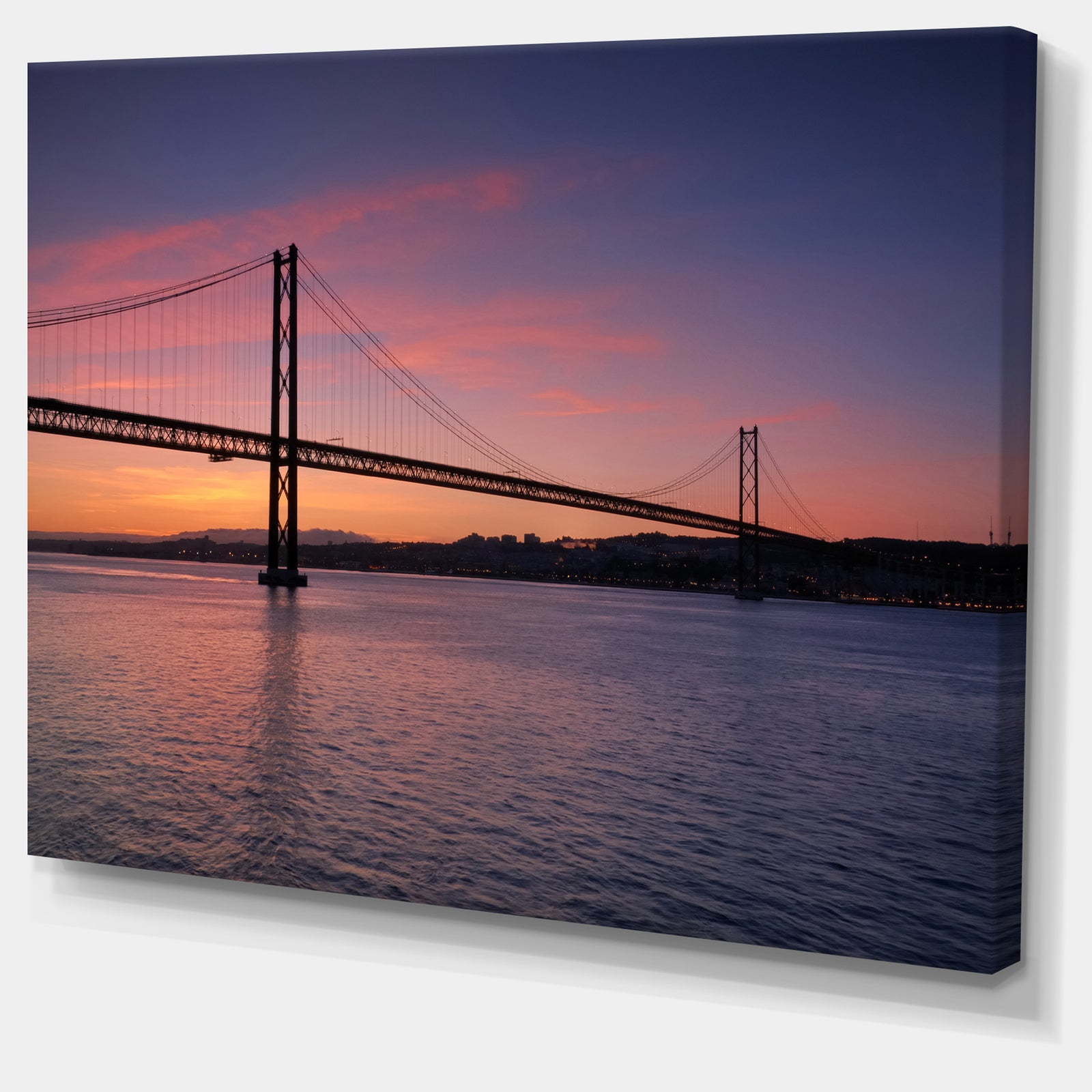 Wonderful View of Lisbon Bridge - Sea Pier and Bridge Wall Art Canvas