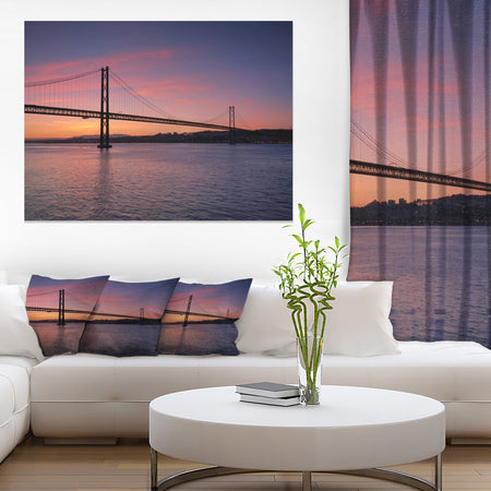 Wonderful View of Lisbon Bridge - Sea Pier and Bridge Wall Art Canvas