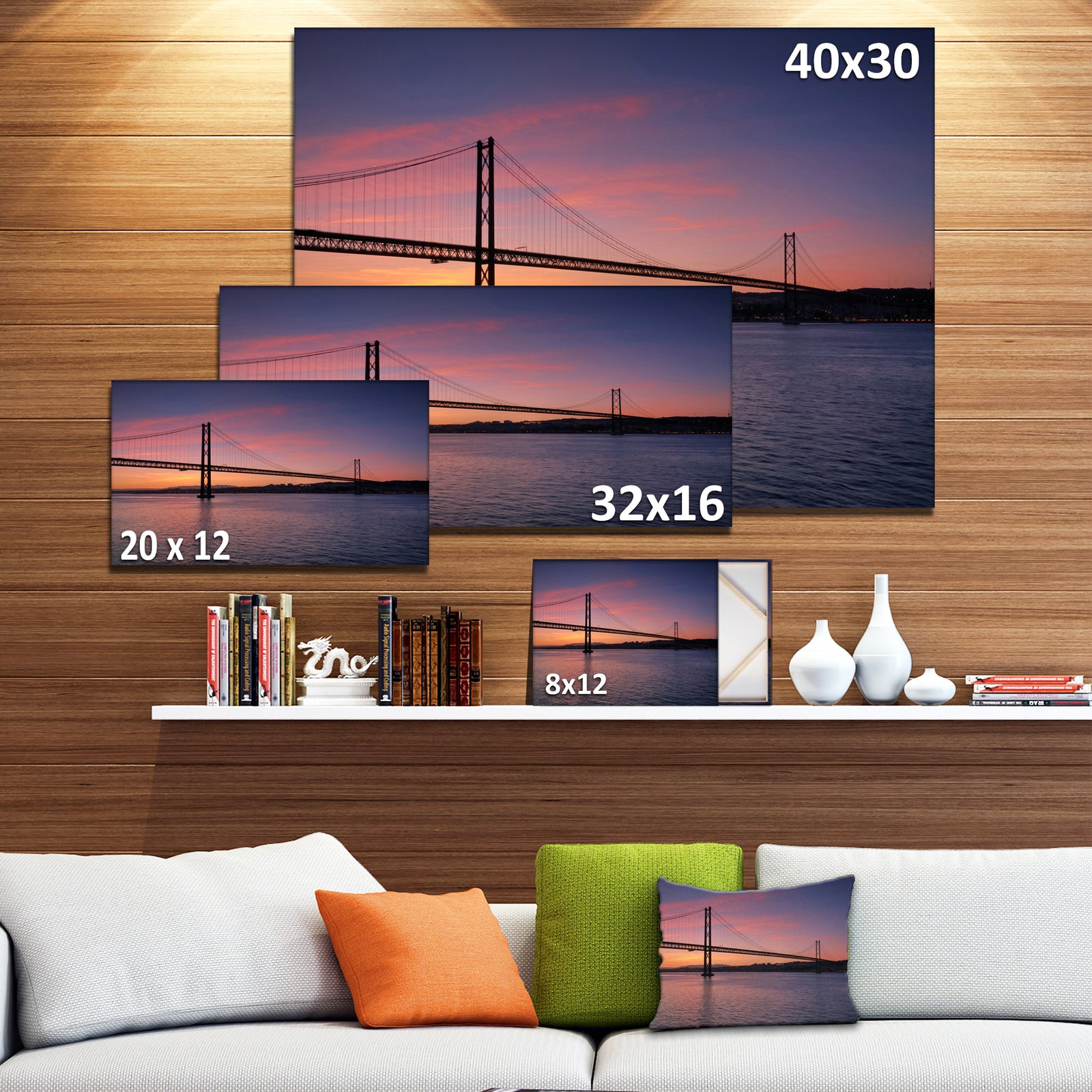 Wonderful View of Lisbon Bridge - Sea Pier and Bridge Wall Art Canvas