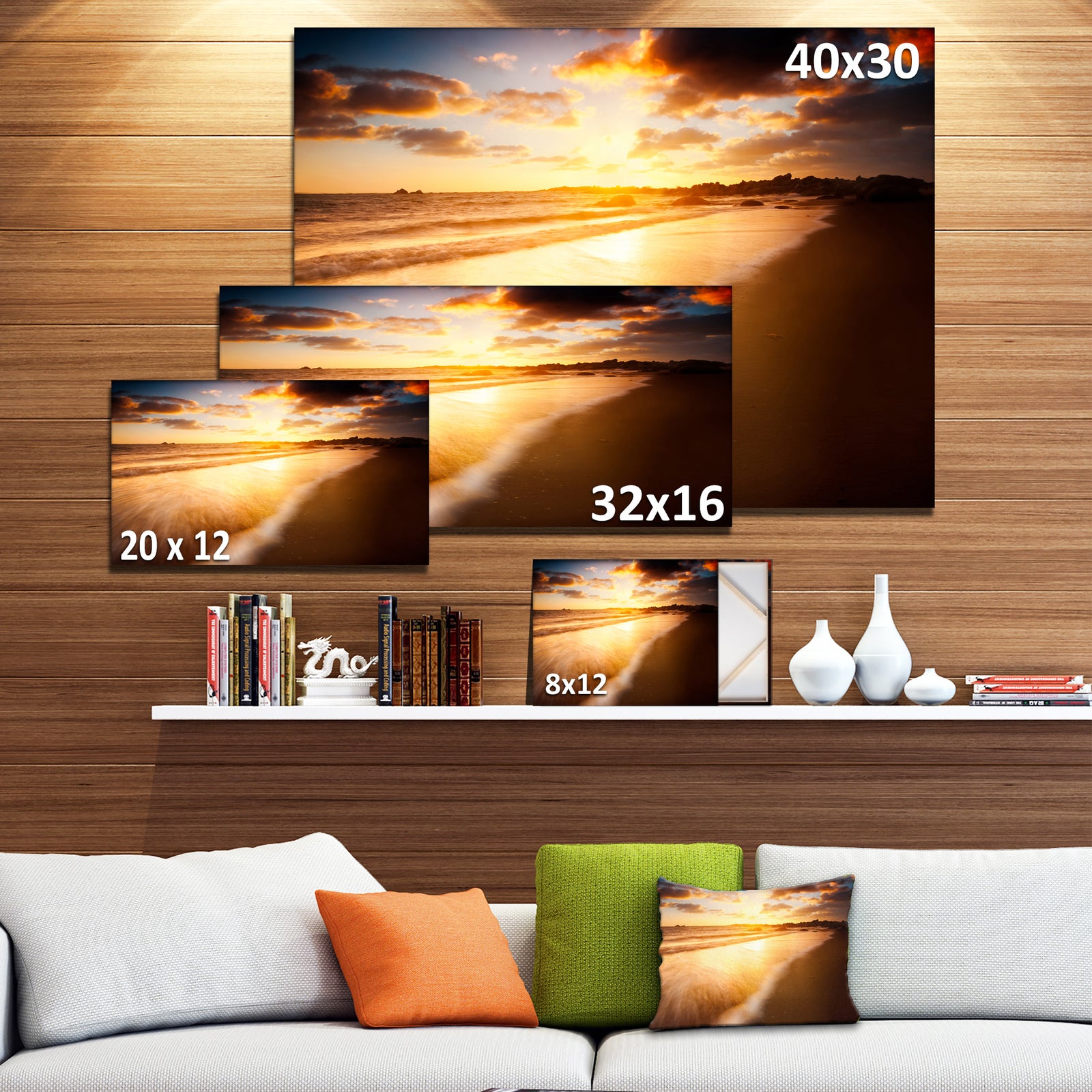 Amazing Sunrise Over Australian Beach Contemporary Seascape Art Canvas