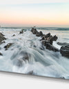 Waves Hitting Beach at Sunrise Atlantic - Contemporary Seascape Art Canvas