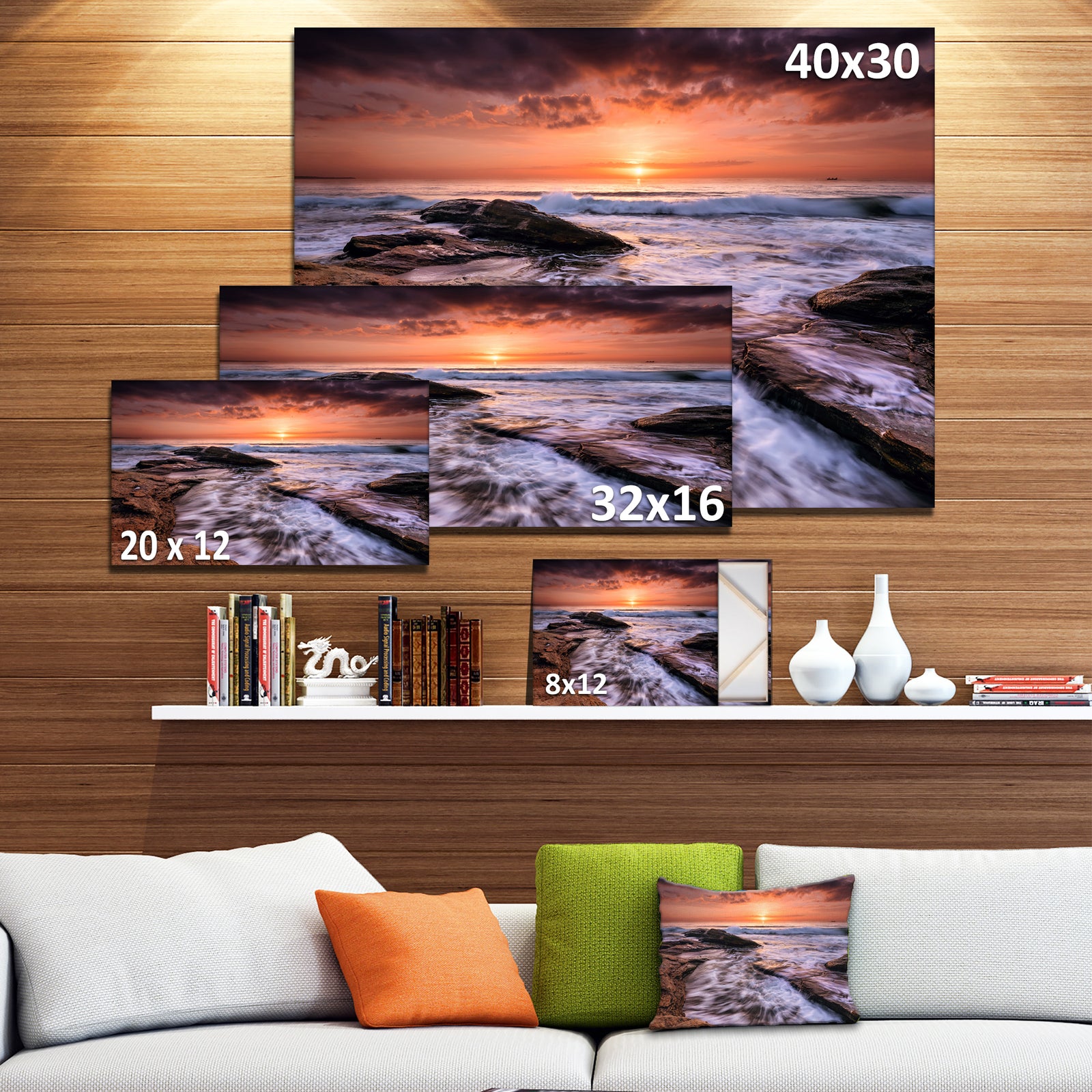 Waves Hitting Rocky Beach Burgas Bay Contemporary Seascape Art Canvas