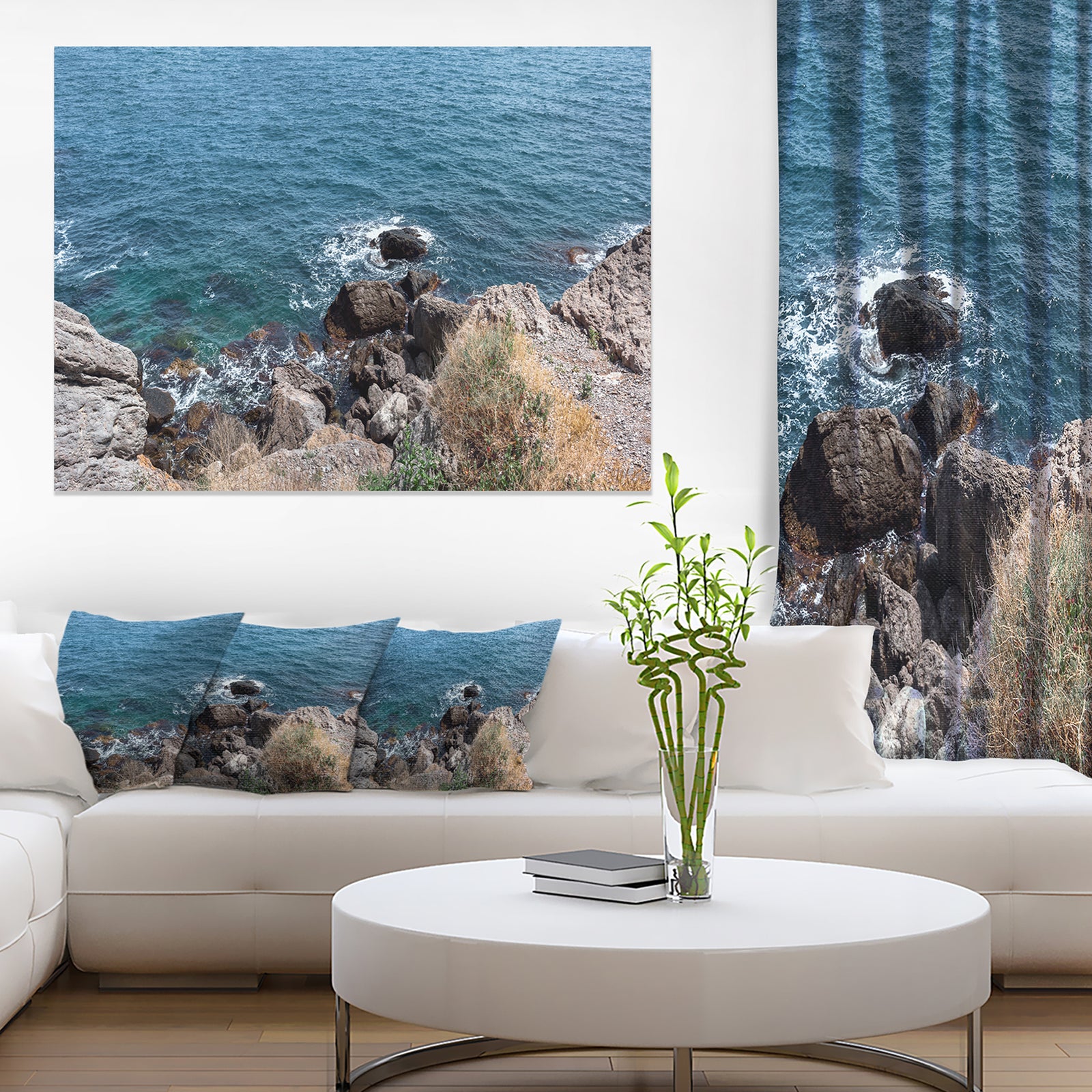 Blue Waters at Crimean Peninsula Beach - Contemporary Seascape Art Canvas