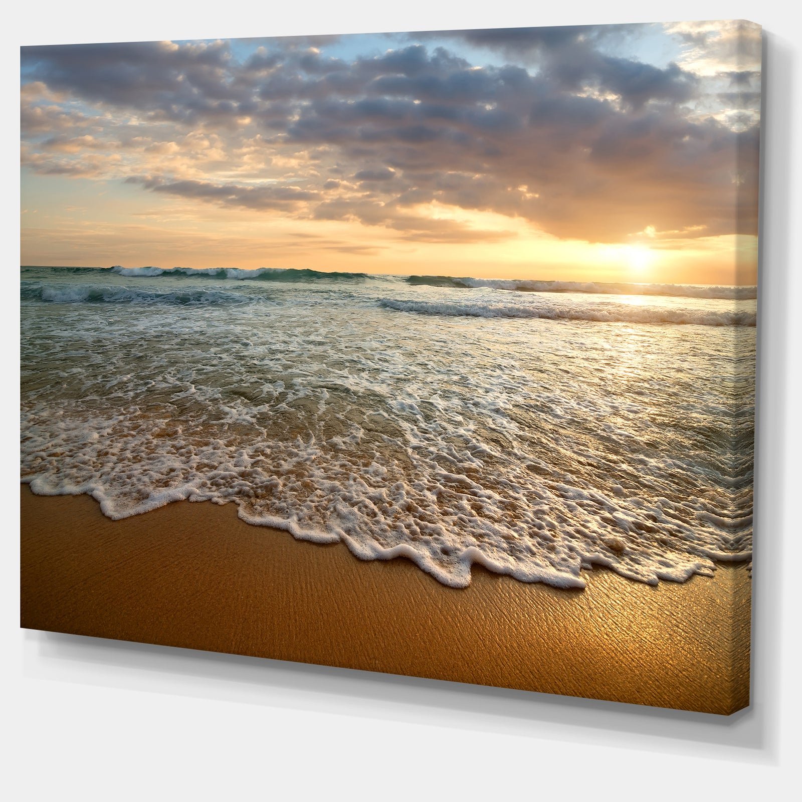 Bright Cloudy Sunset in Calm Ocean - Contemporary Seascape Art Canvas