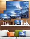 Blue Sea Sunset on Sandy Coastline - Contemporary Seascape Art Canvas