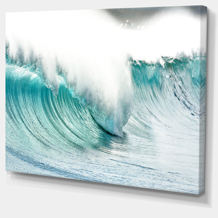 Massive Blue Waves Breaking Beach - Contemporary Seascape Art Canvas