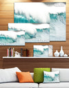 Massive Blue Waves Breaking Beach - Contemporary Seascape Art Canvas