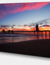 Bridge in California with Red Clouds Contemporary Seascape Art Canvas