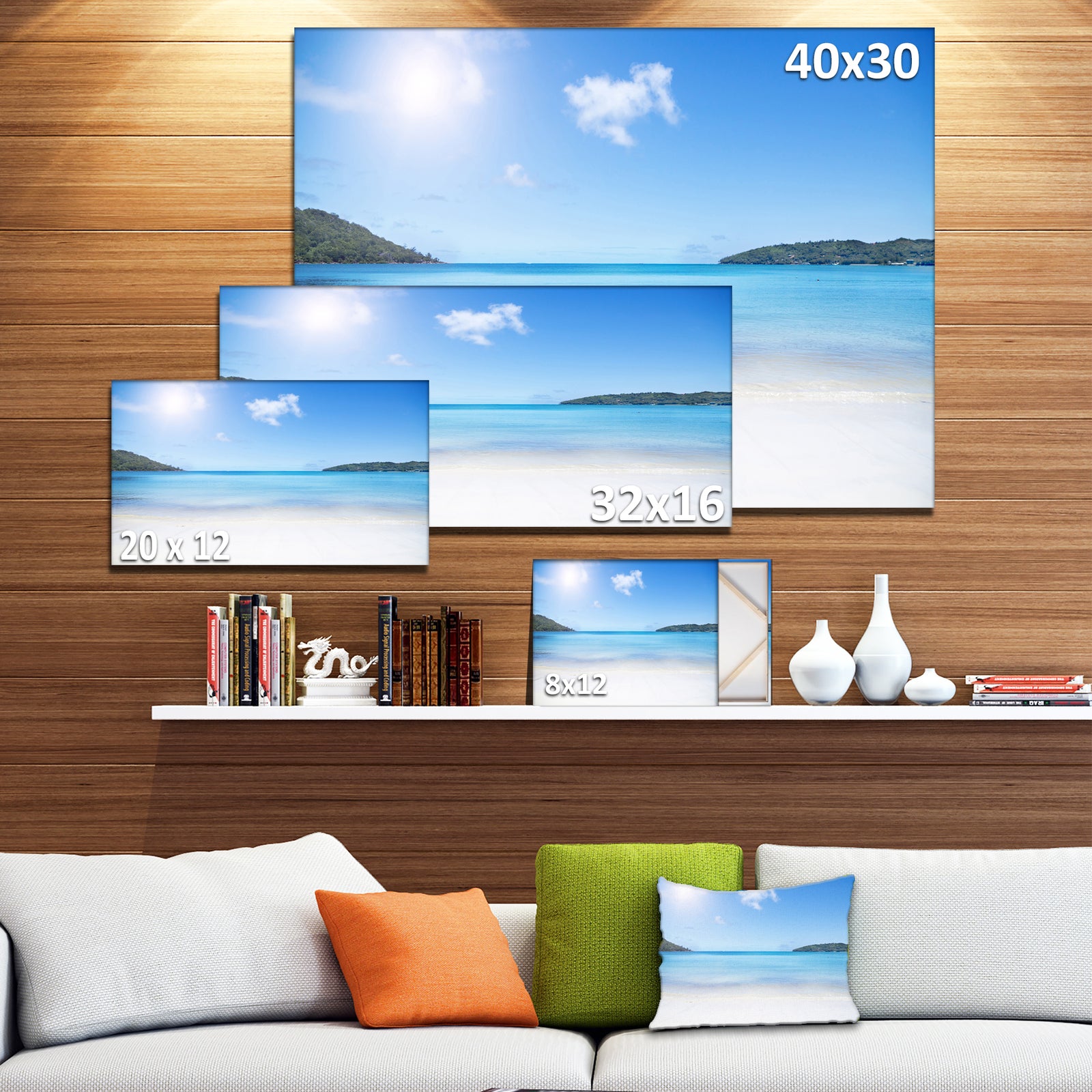 Calm Beach of Azure Indian Ocean - Contemporary Seascape Art Canvas