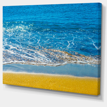 Sandy Beach and Calm Blue Sea Surf - Contemporary Seascape Art Canvas