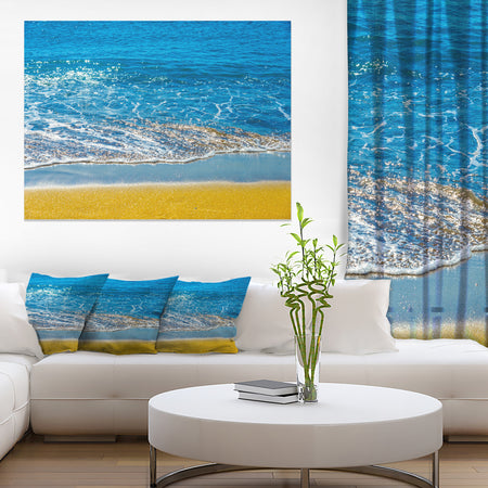 Sandy Beach and Calm Blue Sea Surf - Contemporary Seascape Art Canvas