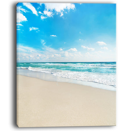 Sea Beach against Wave Foaming - Contemporary Seascape Art Canvas