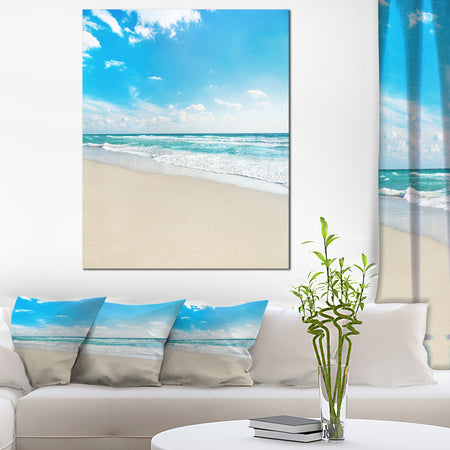 Sea Beach against Wave Foaming - Contemporary Seascape Art Canvas