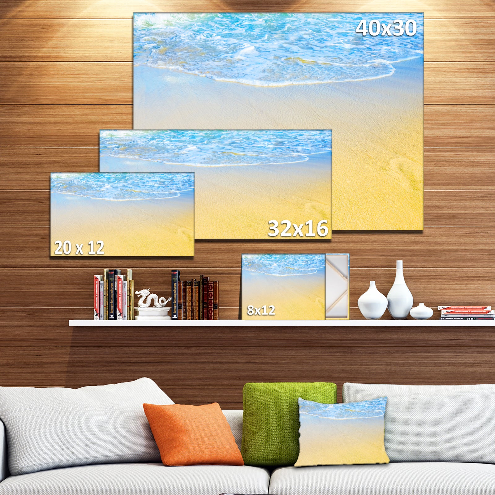 Smooth Sea Surf over Blue Waters - Contemporary Seascape Art Canvas