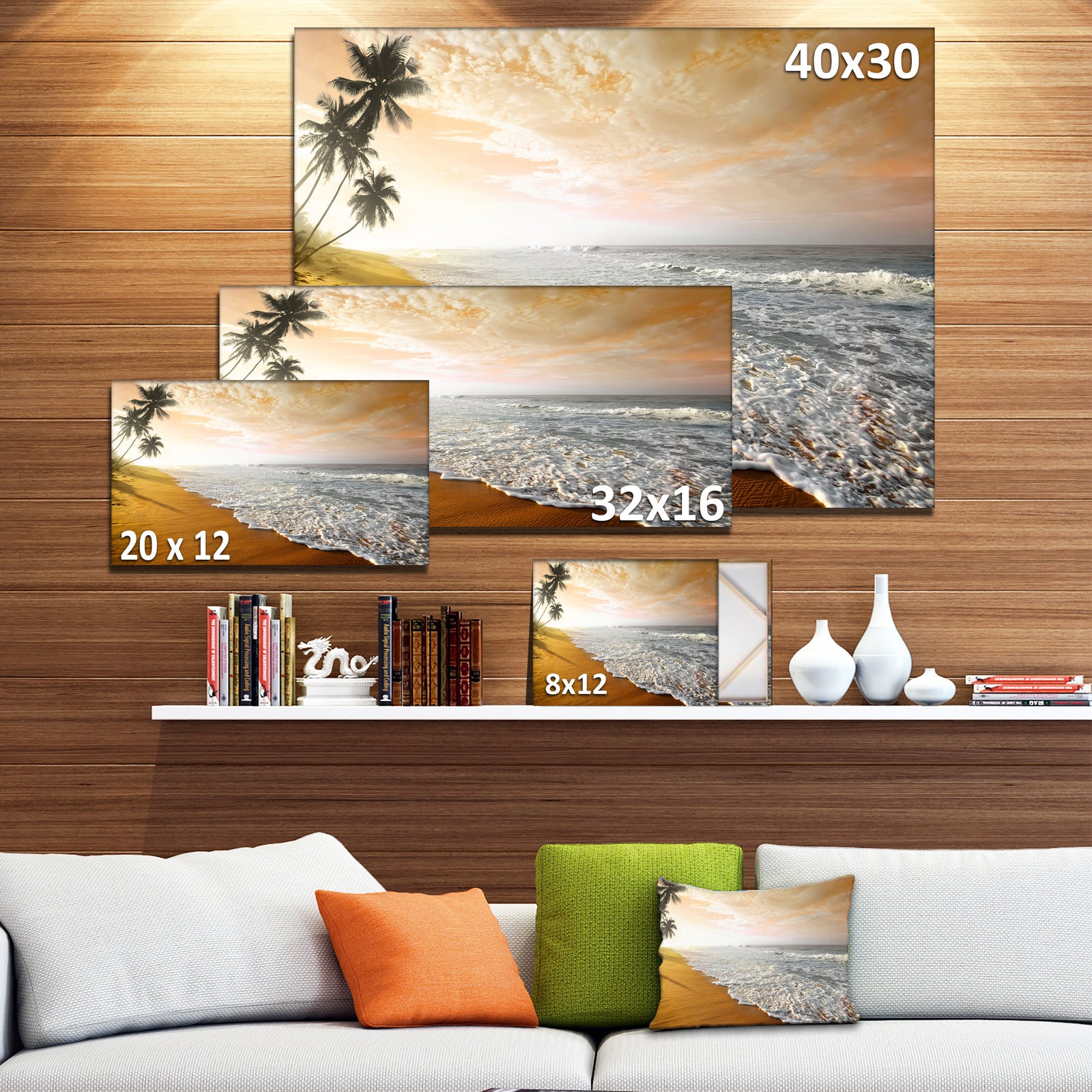 Wavy Clouds over Seashore - Extra Large Seascape Art Canvas