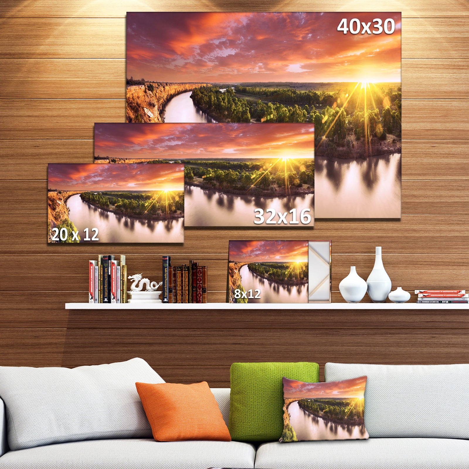 Sunset over Murray River Panorama - Extra Large Wall Art Landscape