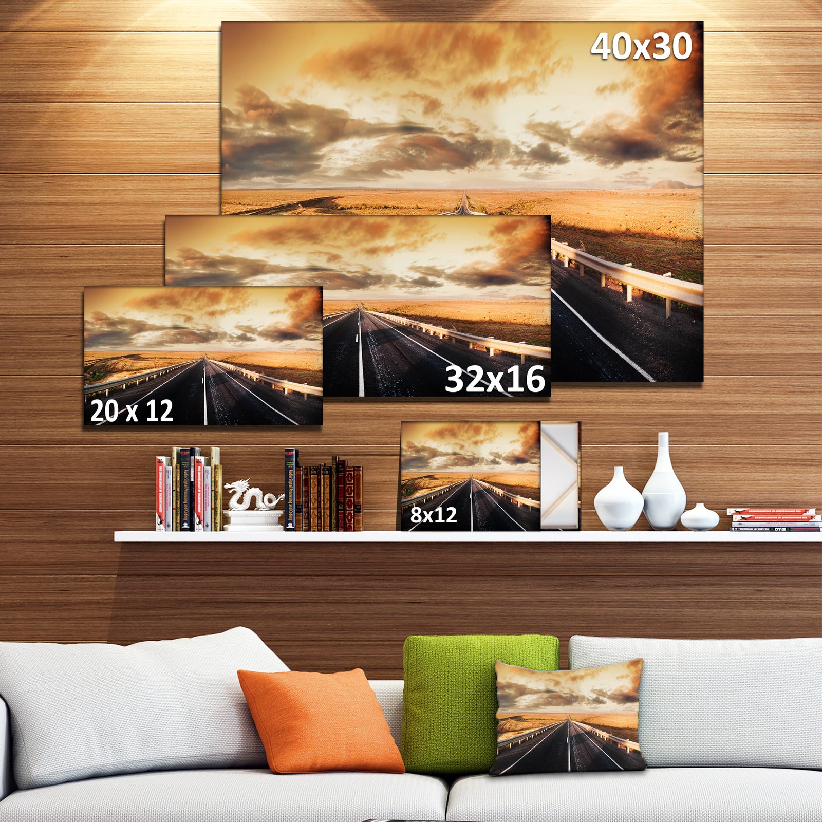 Road through Desert Panorama - Extra Large Wall Art Landscape