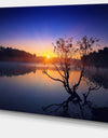 Lonely Tree in Pond in Blue - Extra Large Wall Art Landscape