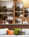 Alone Tree on Island in Sepia - Extra Large Wall Art Landscape