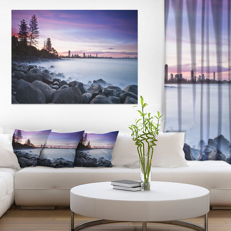 Rocky Burleigh Point in Blue - Extra Large Seascape Art Canvas