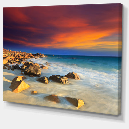 Beach with Stones on Foreground - Extra Large Seascape Art Canvas
