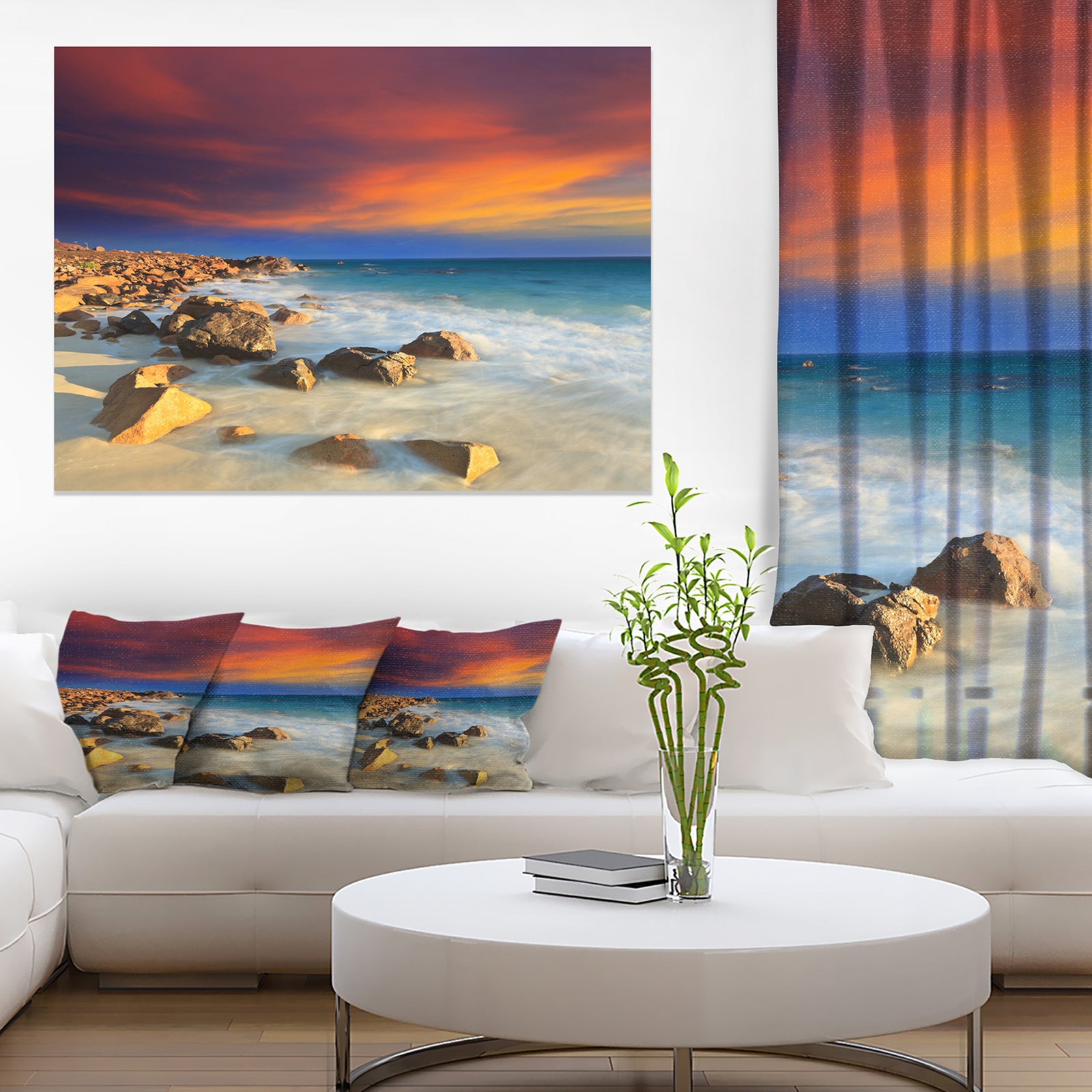 Beach with Stones on Foreground - Extra Large Seascape Art Canvas