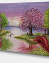 Romantic Lake in Pink and Green - Extra Large Wall Art Landscape